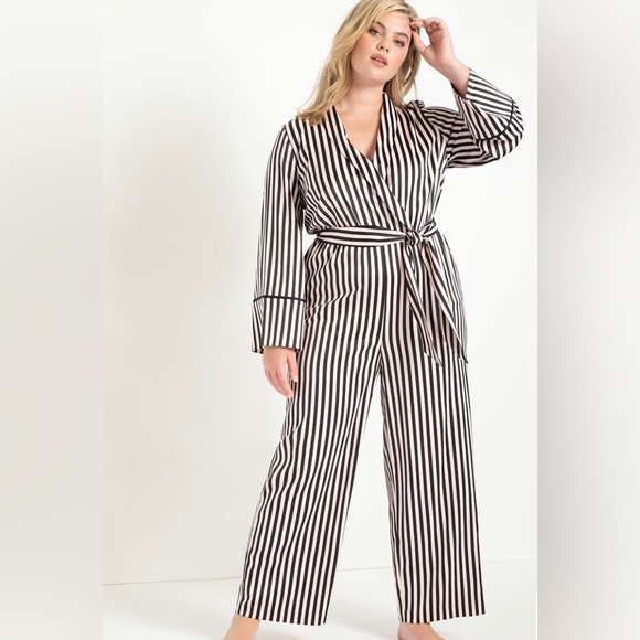 NWT Eloquii Pink and Black Satin Jumpsuit - Picture 8 of 9